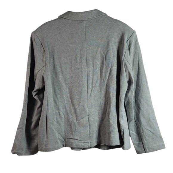 Isaac Mizrahi Live! French Terry Knit Blazer Gray 2X Jacket Pockets 2-Buttons - Picture 6 of 8